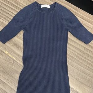 EVERLANE NAVY BLUE BODYCON RIBBED TUBE DRESS XS